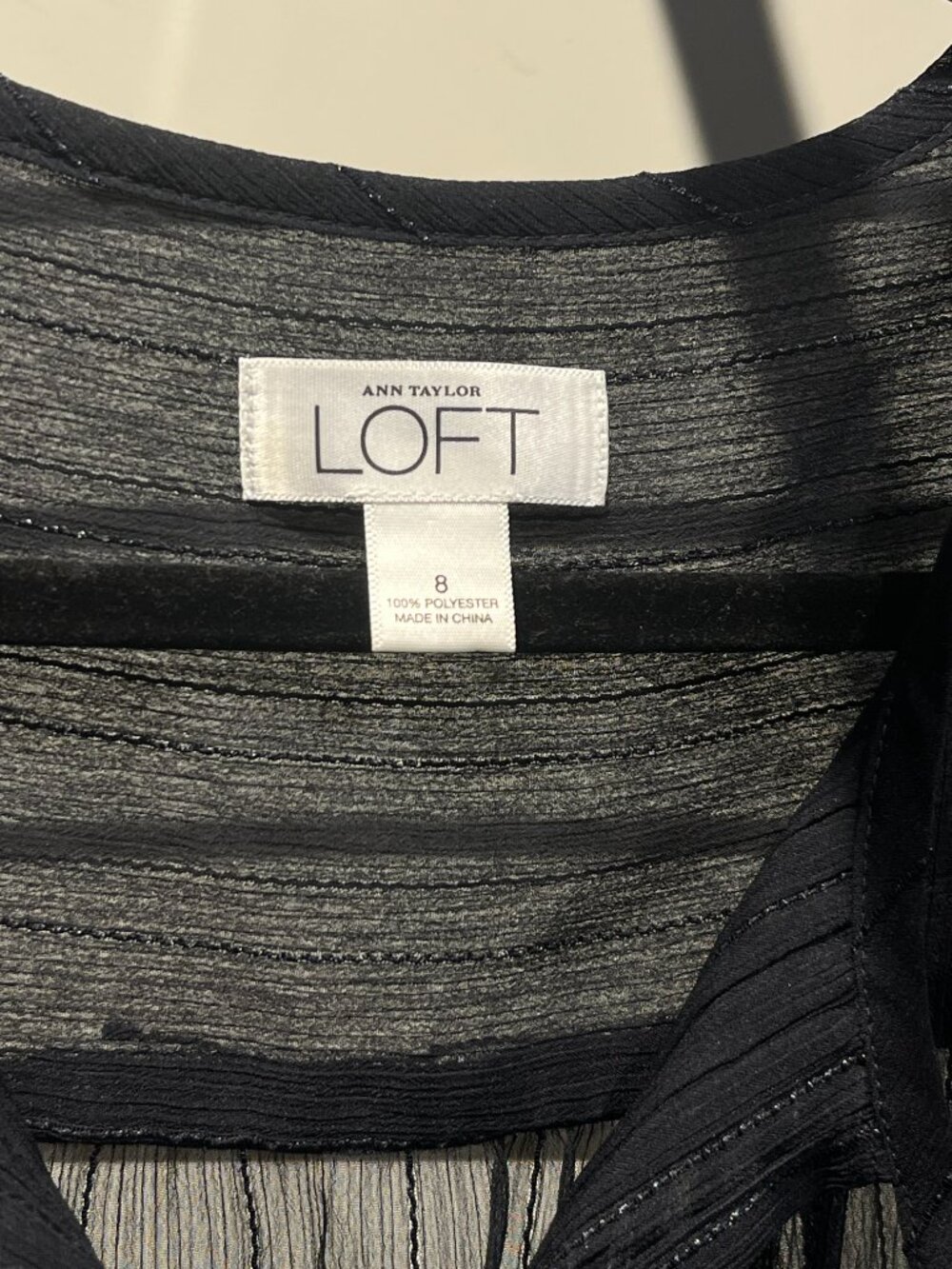 Ann Taylor LOFT Sheer Black Short Sleeve button down blouse - Picture 5 of 5